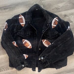 Black Football Denim Jacket